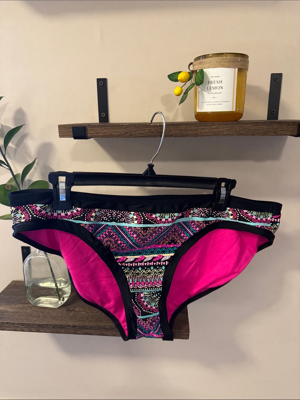 Vibrant Pink & Multicolor Tribal Bikini Bottoms Size XL